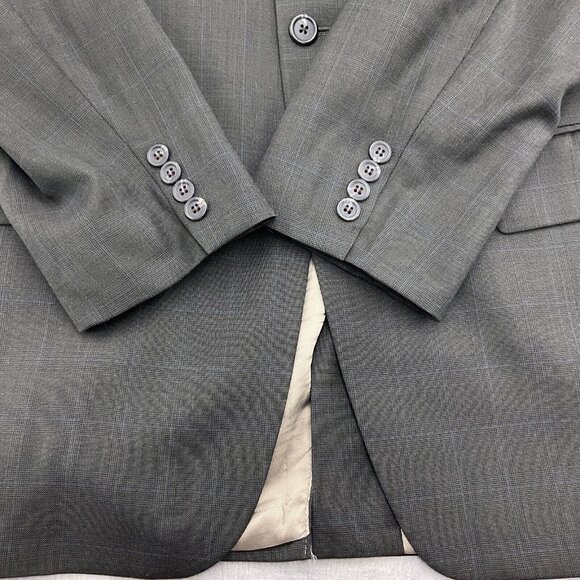 Chaps Ralph Lauren Blazer Men 42R Gray Blue Plaid Cashmere Wool Union Canada VTG - Picture 3 of 15